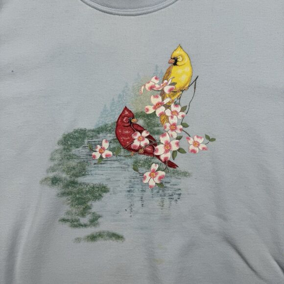 Top Stitch By Morning Sun Sweatshirt Women’s PL Blue Graphic Print Grandmacore - Picture 3 of 7